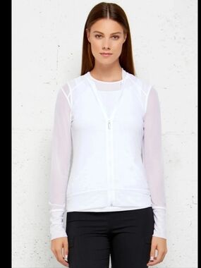 Anatomie Bailey White Mesh Zip Up Travel Jacket  Size Large